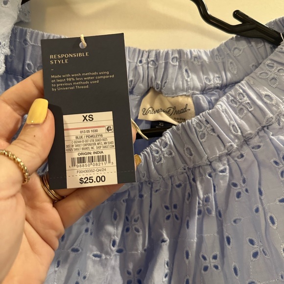 Universal Thread Light Blue Eyelet Two-Piece Set - Picture 3 of 3